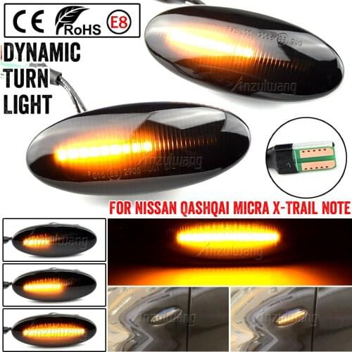 Car Side Marker Lights Dynamic LED Turn Signal Light For Nissan Qashqai J10 X-trail T31 Cube Juke Leaf Micra K13 Note E11 NV200