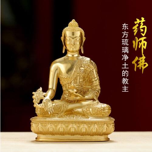 GOOD BUDDHA Buddhist pocket Travel Carry-on talisman bless safety good luck Handmade gilding the Medicine Guru Buddha statue