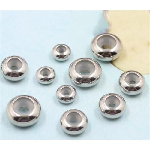 20pcs Stainless Steel Positioning Beads 6/7/8/9/10mm Rubber Spacer Bead Fits for DIY Charm Bracelets Jewelry Findings