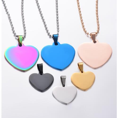 3pcs Unisex Minimalist Stainless Steel Heart Dog Tag Pendant Necklace High Polished necklace chain fashion jewelry gifts