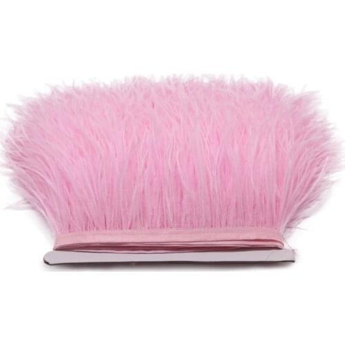 10M Pink Natural Ostrich Feather Trims Ribbon Decoration Accessories For Shawl Clothes Carnival Plumes Trim Decor Wedding Crafts