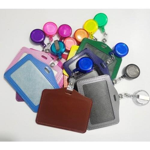 Student Nurse Exhibition PU Business Card Badge Holder with Retractable Pull Badge Reel ABS Plastic Badge Clip