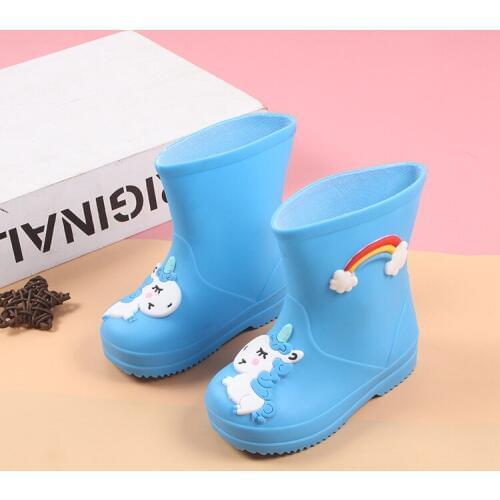 New Rainbow Unicorn Rain Boots For Kids Boys Rain Boots Waterproof Baby Girls Non-slip Water Shoes PVC Rubber Children Rainboots