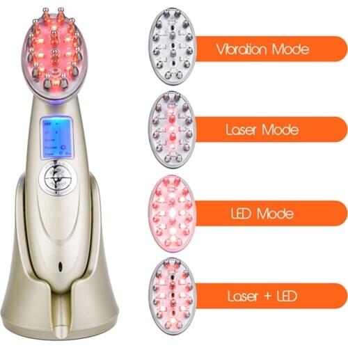 IDESTONE Electric Laser Hair Growth Comb Infrared Massage Comb Red Light EMS Vibration Massage comb RF Nano Anti Hair Loss Brush