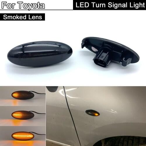 2Pcs Error Free Smoked Lens Front LED Side Marker Light Dynamic Amber Turn Signal Lamp For Toyota Yaris Vitz RAV4 Corolla Verso