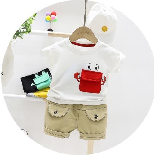 Summer Casual Baby Boy Clothes Sets Newborn Baby Cotton T-shirt Tops +Shorts 2PCS Outfit Tracksuit Toddler Kids Clothing Set