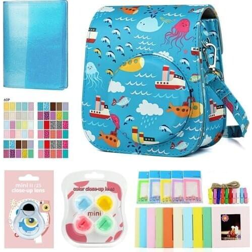 Fujifilm Instax Mini 9 8 8+ Camera Accessories Bundle Kit Shoulder Strap Bag Case Photo Album Film Frame Filters Selfie Lens Set