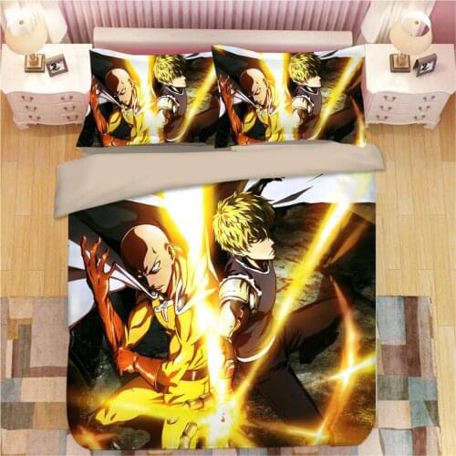 Anime 3D ONE PUNCH MAN Print Bedding Set Duvet Covers Pillowcases NEW Comforter Bedding Sets Bedclothes Bed Linen 05