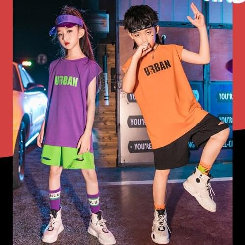 Jazz Dance Costumes Girls HipHop Dance Kids Street Stage Performance Clothes Ballroom Outfit Top And Pant Set 110-160cm