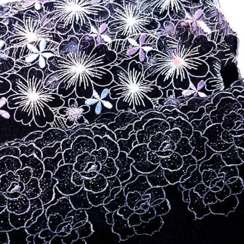 20Meters Lace Fabric Exquisite Black Colorful Flower Embroidery Laces Trim for Sewing Craft Bra Materials Clothing Accessories