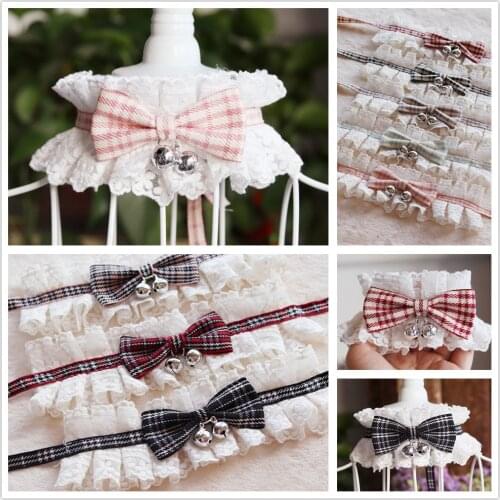 Lace Cute Cat dog Collar with bell Dog Bibs Bows Pet Necklace Bowknot Collar Kitty Puppy Accessories