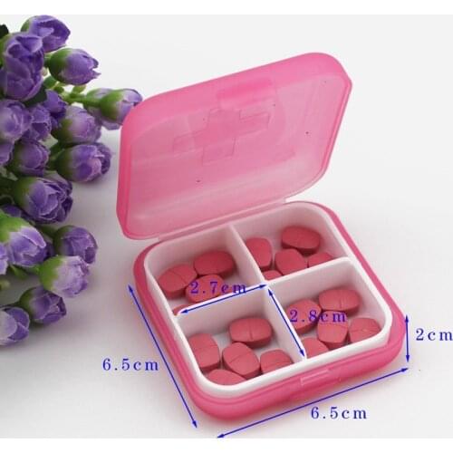 Square 4 Grids Pill Box 5Colors Convenient Drug Placement Travel Medicine Placement Portable Tool