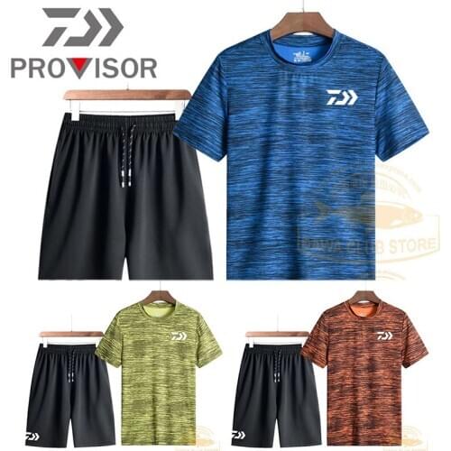 2020 Summer Daiwa Clothes Fishing T-Shirt Lce Silk Quick Dry Sports Clothing Anti-uv Breathable Short Sleeve Suit Fishing Shorts