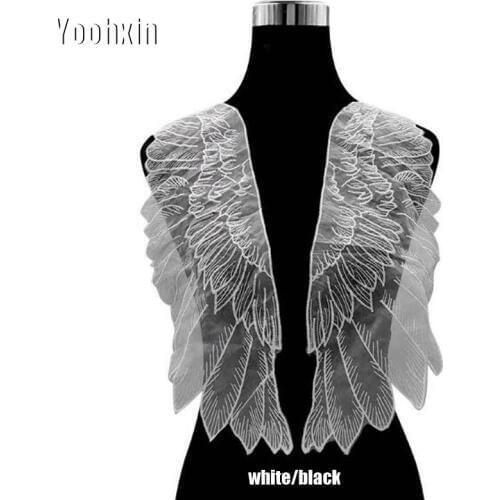 Hot Black white cotton embroidery DIY flower lace collar Fabric Sewing tulle Applique ribbon trim neckline guipure dress decor