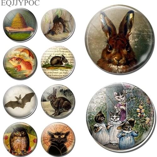 Cute Nursery Rhyme Cat Kitten Fridge Magnet Rabbit Beehive Bee Bat Fish Owl Fridge Sticker Fairytale Animal Refrigerator Magnet