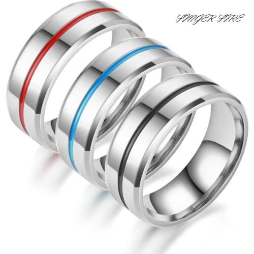 Fashion Titanium Steel Groove Drop Oil Ring Couple Anniversary Gift Rings Finger fire