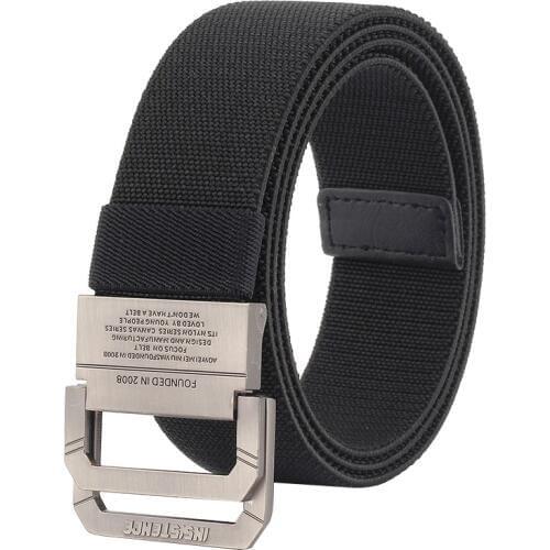 Trend Unisex belt fashion elastic force weaving canvas belt double ring buckle Men and Women casual cowboy belt