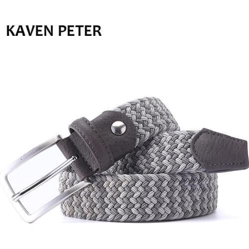Elastic Belt Men Woven Elastic Belt High Quality Braided Woven Elastic Stretch Belt With Covered Buckle1-3/8" Wide
