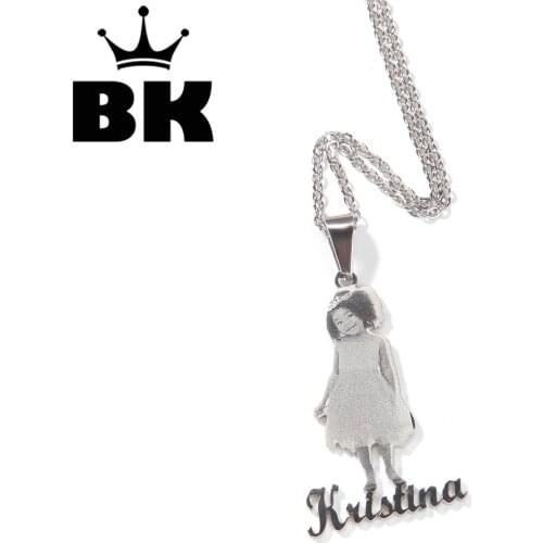 Stainless Stud DIY Typle for Men Ladies Name DIY Letter Cute Shape Iced-out Stainless Letter Large Pendant