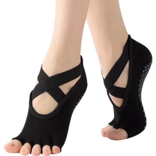 Summer Yoga Socks Breathable Cycling Socks Anti Slip Seamless for Women and Non Slip Toeless Half Toe Socks for Ballet Dance