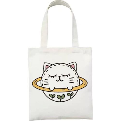 New 2021 Canvas Cute Animals Bags Eco Reusable Shopping Bags Foldable Shoulder Bag Students Casual Handbag Ladies Casual Totebag