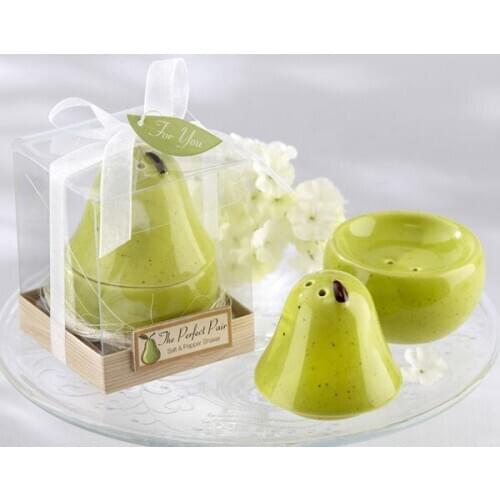 NEW ARRIVAL "The Perfect Pair" Pear Ceramic Salt and Pepper Shaker Wedding giveaways gifts and favors 100sets/lot FREE SHIPPING