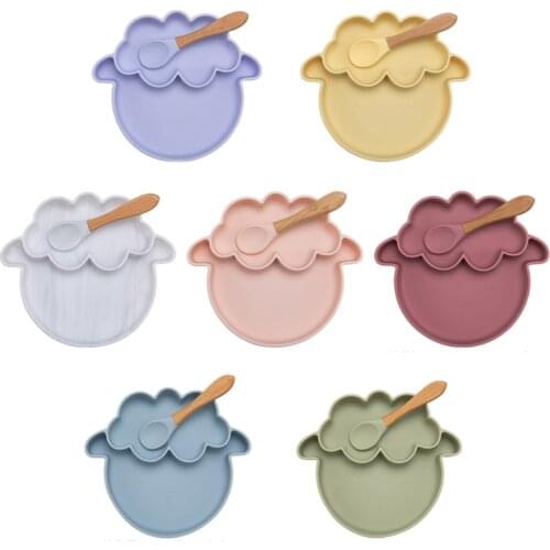 New Arrivals Wholesales Manufacturer Nordic Portable Silicone Non-slip Sheep Shape Bowl Placemate Edible Baby Shower Gift