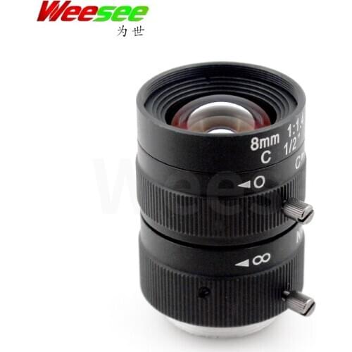 WS 8mm 3 megapixel 3 MP CCTV lens 1/2'' image size F1.4 C mount low distortion industrial camera lens factory price