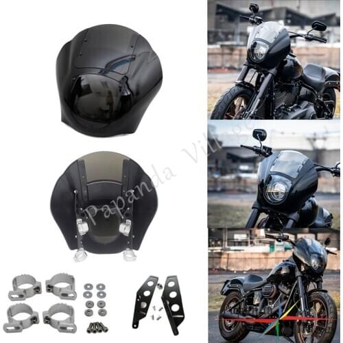 Club Style Quarter Fairing w/Mount Bracket 42mm-49mm Fork Headlight Fairing Cowl Mask for Harley Dyna Street Bob Sportster XS XL
