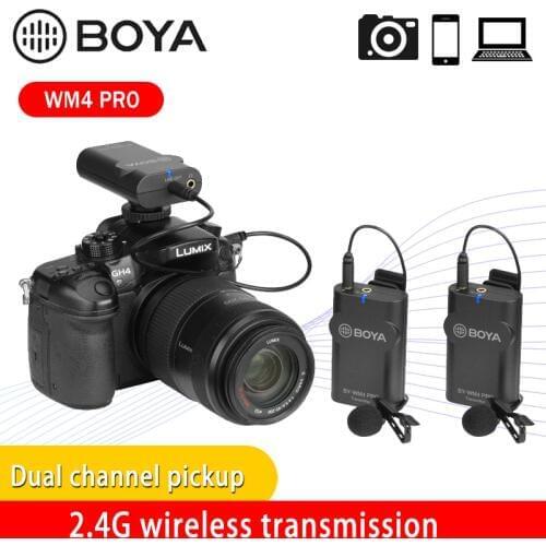 BOYA BY-WM4 Pro K1/K2 Dual Channel 2.4G Wireless Lavalier Studio Condenser Microphone for Canon nikon DSLR Camera mobile phone