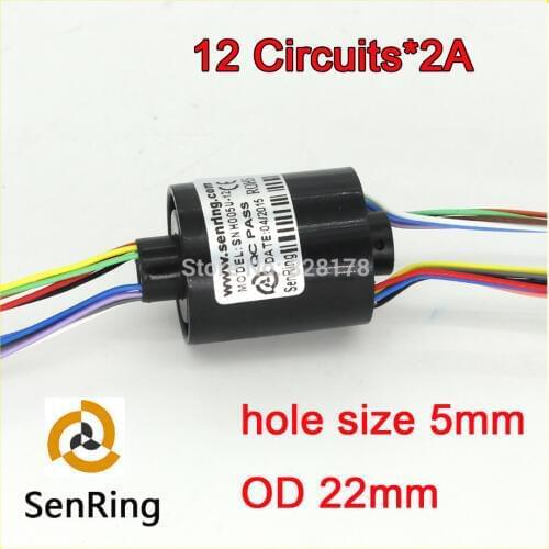 Plastic housing capsule slip ring mini bore size 5mm 12 circuits/wires contact without flange