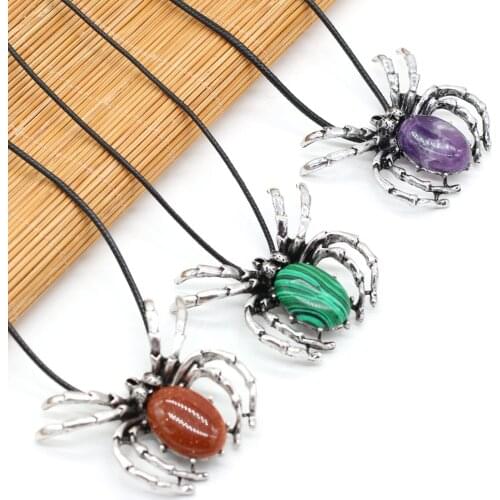 Animal Pendants Natural Shell Alloy Pendant Lifelike Spider Shape Jewelry for Man Men Male To Make DIY Necklace Bracelet 50x60mm