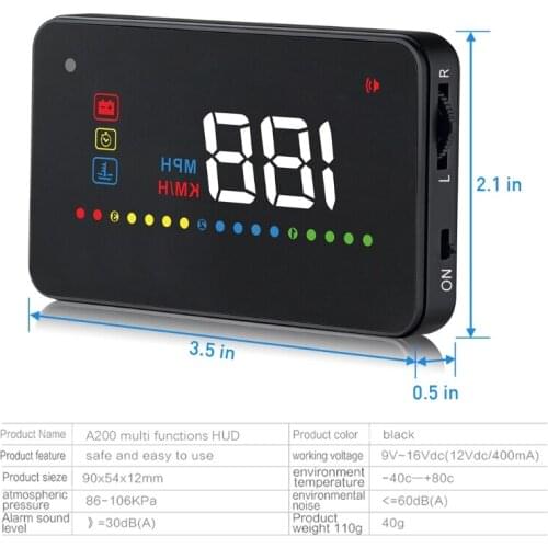 A200 Auto HUD Head-Up Display Car-styling Hud Display OBD Scanner Overspeed Warning Windshield Projector Alarm System