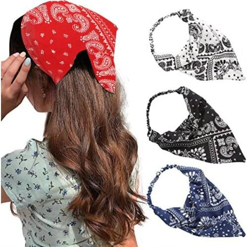 Simple Floral Bohemian Female Hair Band Headdress Retro Accessories Headscarf Ladies Printed Elastic Hair Band Headscarf
