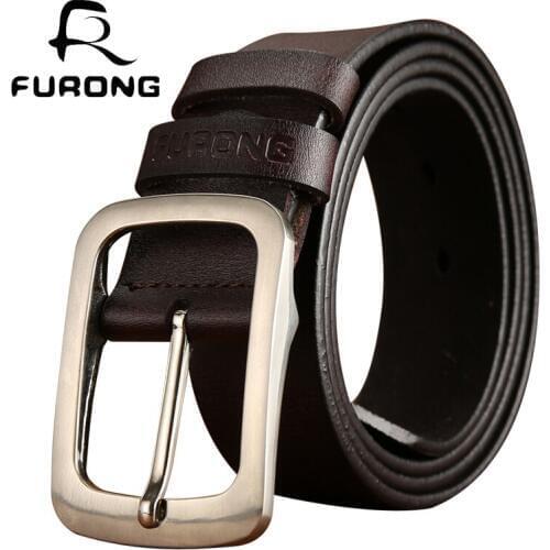 FURONG 100% Cow Genuine Leather High Quality Designer Belts for Men Luxury Leather Belt Men Fashion Vintage Pin Buckle Belts