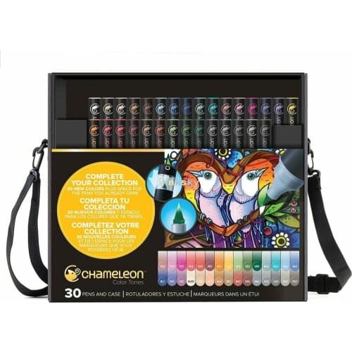 Chameleon Pens 30 Color Tones Blending Markers Deluxe Set.One pen,multiple color tones.Professional quality,alcohol-based ink