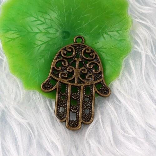 Connector Hamsa Hand Arm Charm Antique Bronze Connector Pendants For Bracelets Hand Made Charms Jewelry Findings Gift