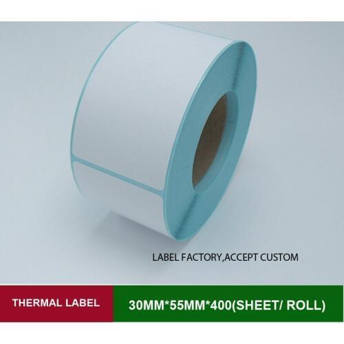 Thermal stickers labels 30*55mm*400 sheets/row printing barcode adhesive paper for product labels and business marker
