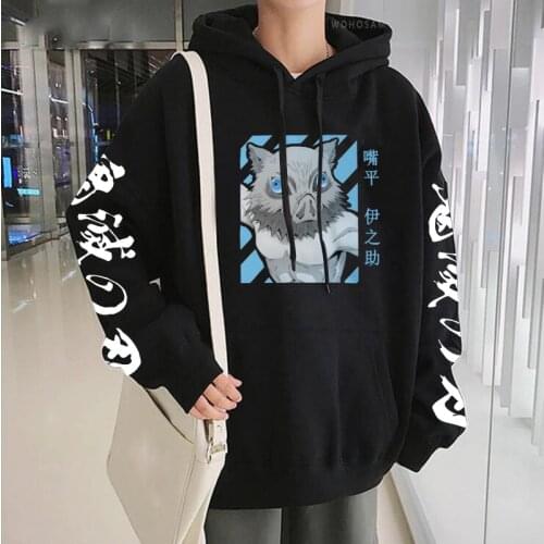 Janpan Anime Demon Slayer Hashibira Inosuke Breath Of The Beast Hoodies Harajuku Cartoon Graphic Unisex Long Sleeve Sweatshirts