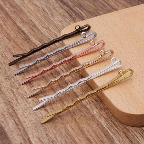 100pcs Hair Clip Hairpins with a Loop Hanger Base Blanks Women Girls Bobby Pins Grips Hairstyle Setting Hair Styling DIY Making