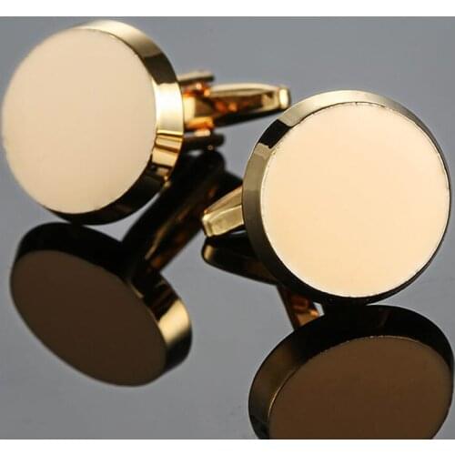 High quality mens Cufflinks new fashion fashion jewelry gold round Cufflinks mens business shirt suit button pin gift