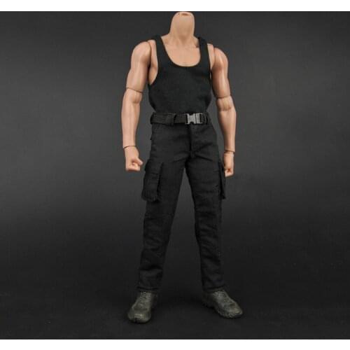 ZY16-12 1/6 Scale Black Vest Combat Pants Male Soldier Costume Set for 12" Action Figure Body Male Doll Accessory Toys