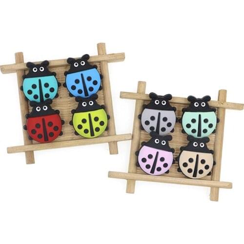 Kovict 10pcs Mini Ladybug Silicone Beads Animal BPA Free Baby Silicone Teething Necklace Beads DIY Chewable Pacifier Pendant