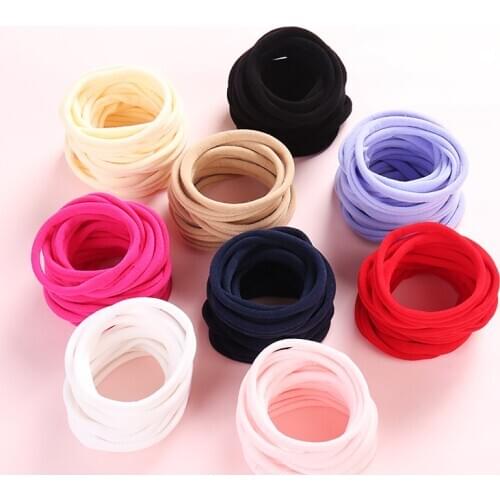 100PCS Super Soft Thin Nylon Headbands,DIY Skinny Stretchy Elastic Nylon Headband