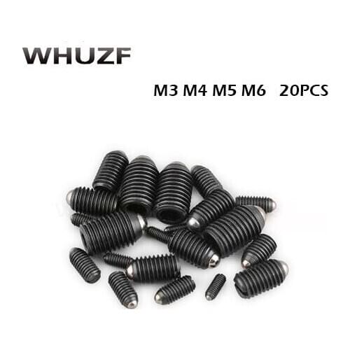 20pcs M3 M4 M5 M6 12.9 Carbon steel Wave Beads Positioning Beads Aberdeen Screws Ball Tight Set Spring Ball Plungerah