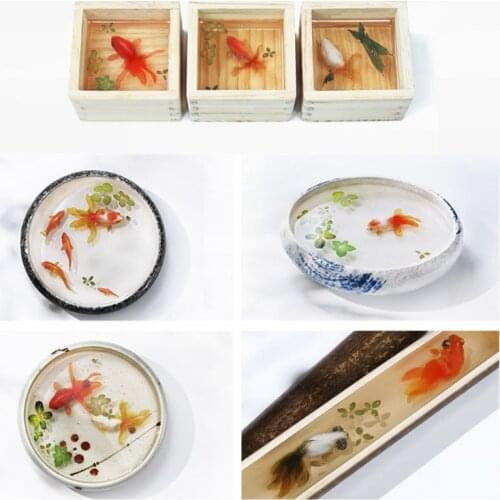 5Pcs 3D Leaves Clear Water Grass Film Sticker For Resin Goldfish Painting Jewely 97QE