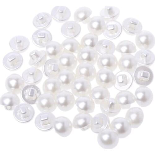 50Pcs Faux Pearl Buttons Fit Sewing Scrapbook Backhole Sewing Crafts 10/11.5mm HX6D