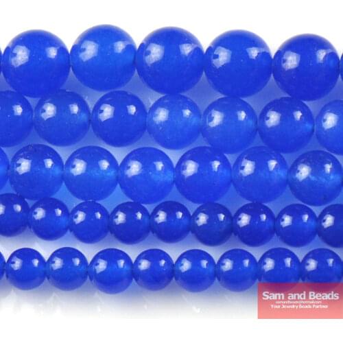 Free Shipping Round Blue Chalcedony Beads For Jewelry Making Diy Bracelet Strand 16" PJB01