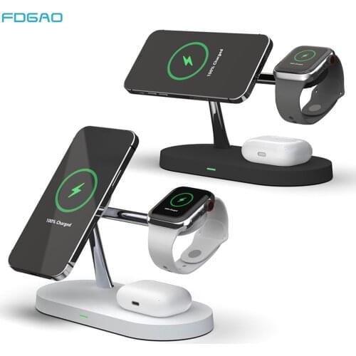 FDGAO Magnetic Wireless Charger 15W Fast 3 in 1 Magnet Station for MagSafe iPhone 12 Mini For Apple iWatch 6 5 4 3 2 Airpods Pro