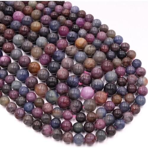 Natural ruby sapphire stone beads 6 8mm smooth round charm gemstone For Jewelry Making DIY women Bracelet necklace